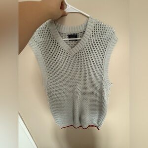 Zara Light Gray V-Neck Knit Sweater
